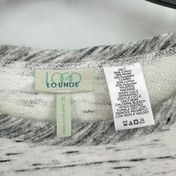 Logo By Lounge Sweatshirt‎ Women M White Gray Heather Pullover Asymmetrical Hem - Picture 5 of 5